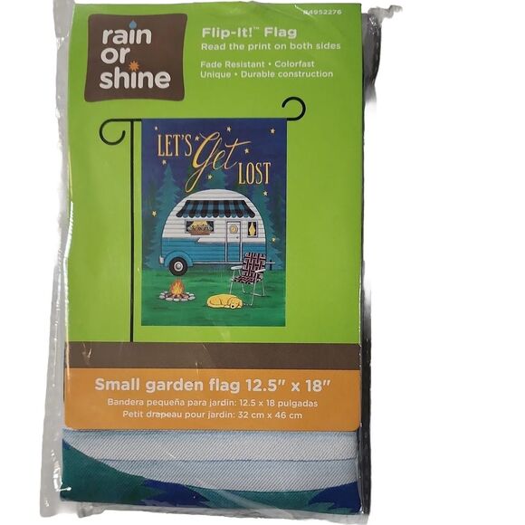 CAMPER FLAG Let's Get Lost Garden  Flip It! Rain Or Shine 12.5" X 18" Camping - Picture 3 of 5